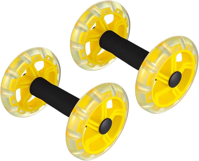 Twin-wheel Fitness Roller Ab Wheel with Non-slip Handles for Core Strengthening and Tummy Shaping, Yellow Abdominal Exercise Device Suitable for Home Gym and Weight Loss Training