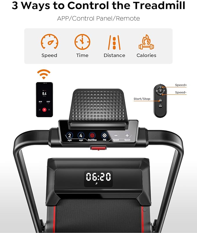 Walking Pad with 12% Incline & Height-Adjustable Handlebar, 5-in-1 Foldable Treadmill for Home & Office, Portable Under Desk Treadmill with LED Display & App Control
