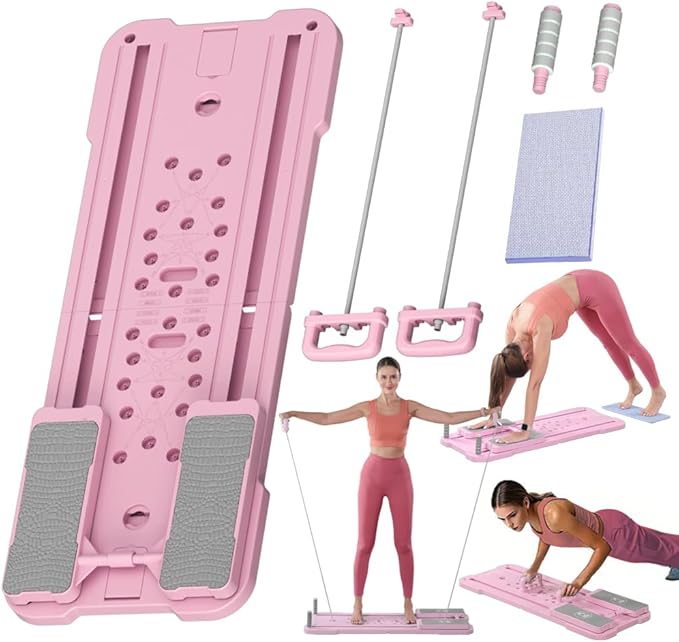 Multifunctional Pilates Board - Home Fat Burning Fitness Equipment with 3 Modes, Foldable Design, 330LBS Capacity, Stainless Steel Rollers for Core, Leg, Arm & Back Training