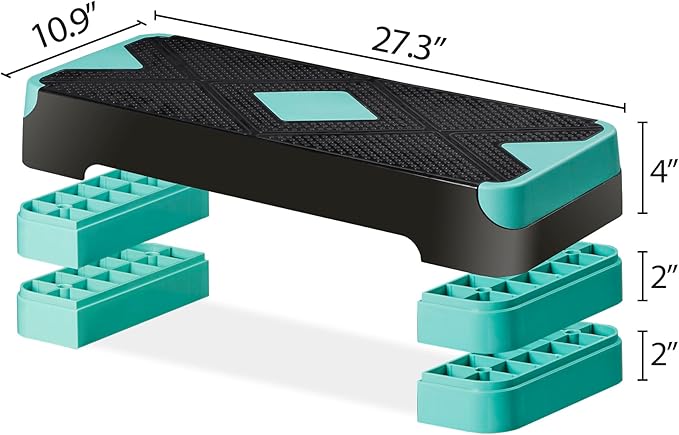 F2C 26.5 Inches Step Aerobics Stepper Platform with 3 Risers, Home Gym Workout Equipment, Fitness Exercise Equipment, Exercise Workout Stepper