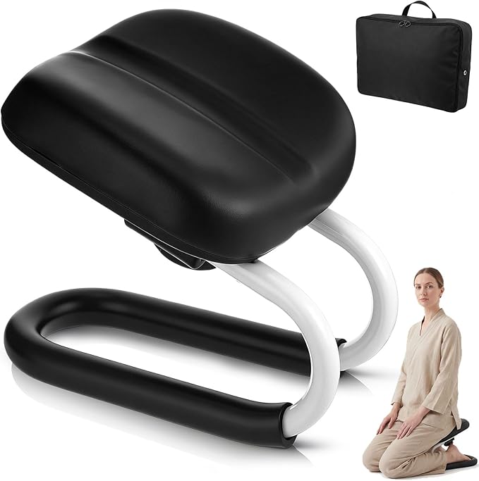 Meditation Bench with Carrying Bag, 3 Level Adjustable Metal Meditation Stool, Non-Slip Prayer Kneeling Stool with Cushion, Ergonomic Portable Prayer Chair Squat Seat for Meditations Yoga