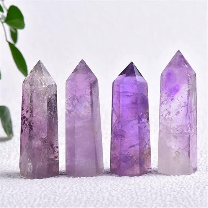 Meditation Home 1PCS Natural Purple Crystal Single Prism Pyrocrystalline Original Stone Meditation Cure Six Prism (Size : 8-9cm)
