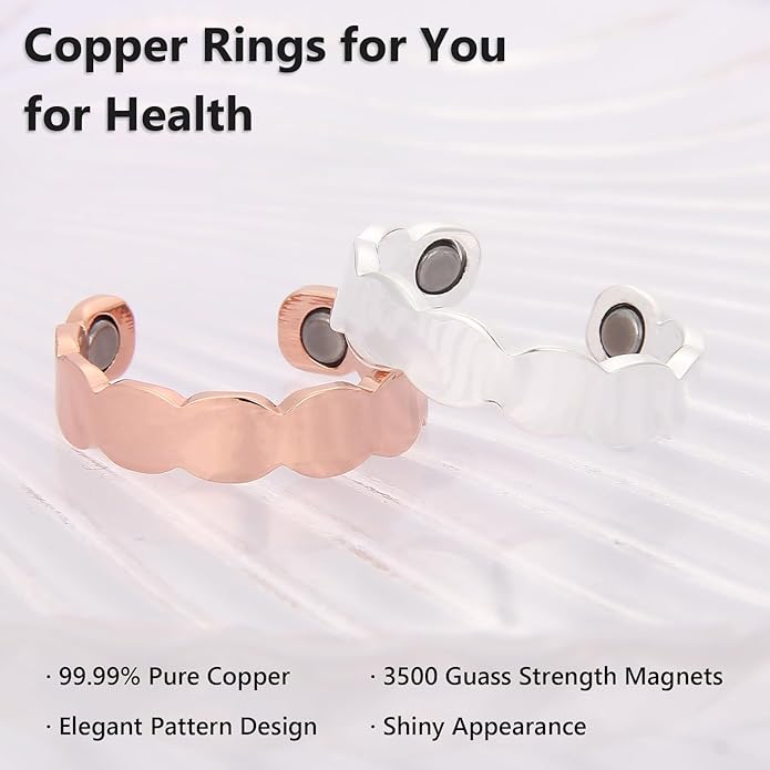 BioMag Copper Rings for Women, 99.99% Pure Copper Magnetic Rings Thumb Rings for Lymphatic Drainage, Adjustable Jewelry Gifts for Women