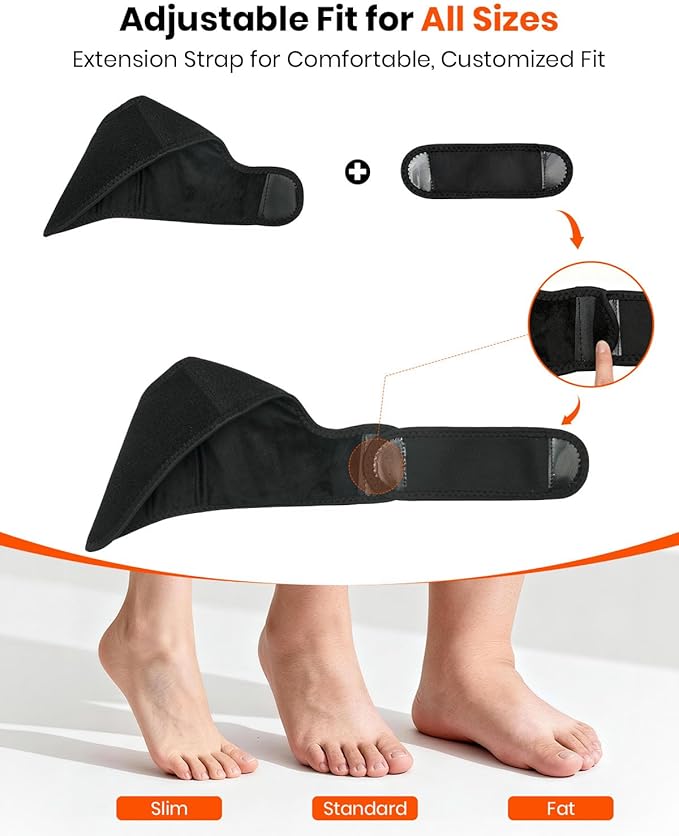 Foot Renew Massager for Neuropathy, 3-in-1 Cordless & Portable Foot and Ankle Massager for Heel, Arch & Ankle Relief, 3-Level Vibration & Heat, Ideal Gift, Includes Extension Strap (Black 2pcs)