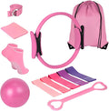 Yoga Accessories Kit with 8-Piece Pilates Ball and Loop Set, Including Resistance Bands and Non Slip Socks, for Complete Body Workout