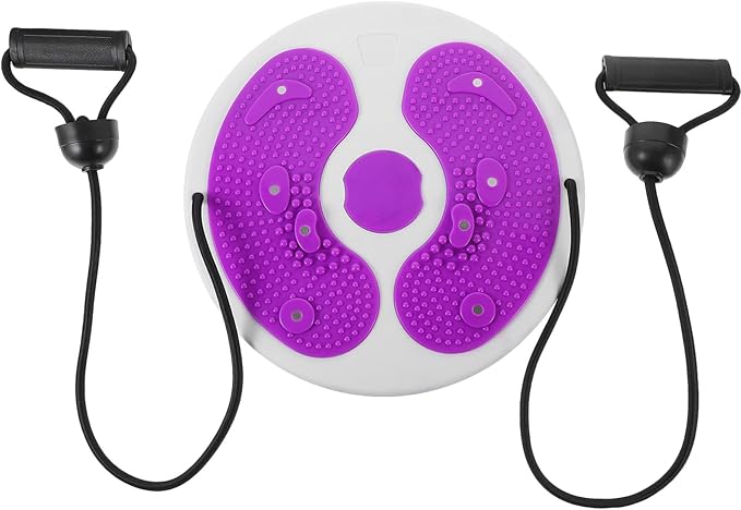 Amosfun Household Waist Twisting Disc Slimming Rotating Exercise Board with Resistance Bands Violet Fitness Equipment for Abdominal Core Training and Massage at Home