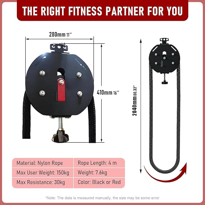 Suspension Endless Rope Pulley System, Endless Rope Trainer, Portable Cable Pulley Machine with Adjustable Resistance, Suspended Rope Climbing Machine for Athletes, Hiit & Functional Workouts Black