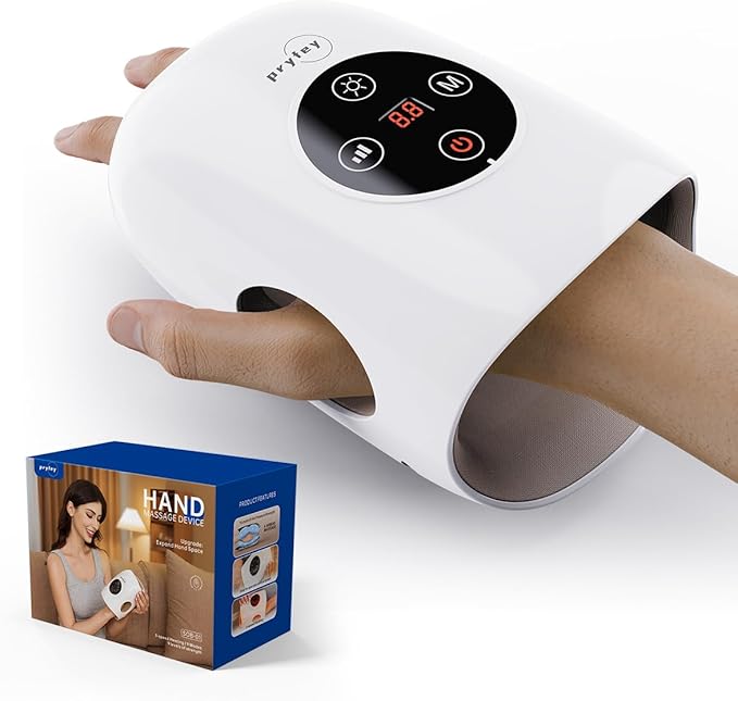 Hand Massager, 9 Modes 9 Intensities Hand Massage, Cordless Hand Massager for Arthritis and Carpal Tunnel, Mother's Day Gifts for Men Women Parents Relaxation at Office, White