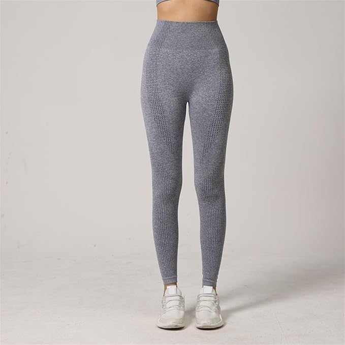 Yoga Set Seamless Women Long Sleeve Blouses Top Gym Sport Bra High Waist Tight Leggings Fitness Suit Shorts Sets (Color : Gray Trousers, Size : Medium)