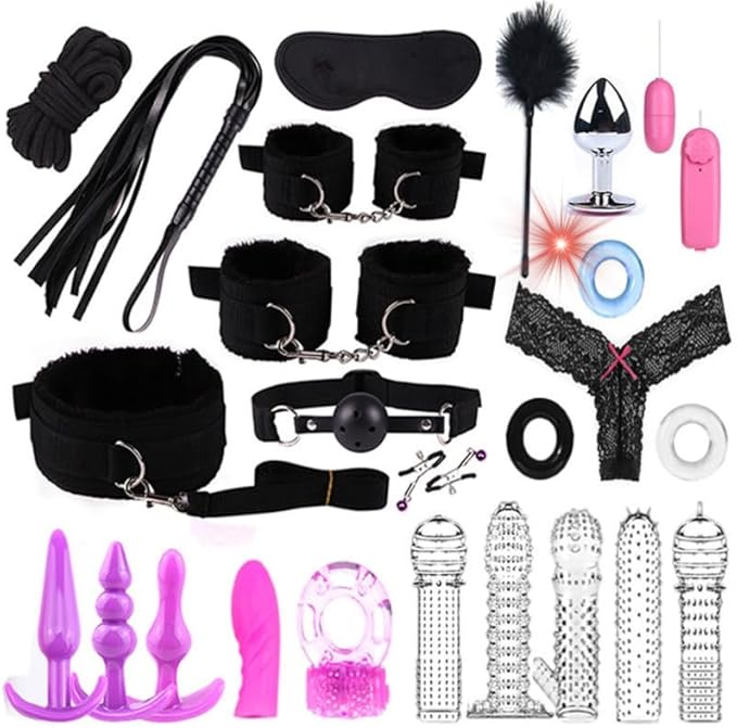 Pilates 25 Piece Fashionable Portable Fitness Couple Set, Indoor Hand, Foot, Wrist, Buttocks Fun Cosplay Accessories, Original Gift (Black)