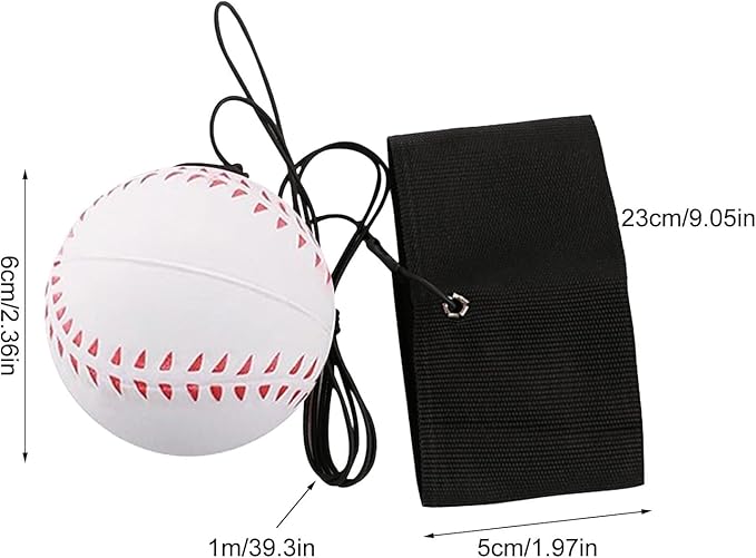 Sports Wrist Return Ball, Baseball on String with Rubber Rebound Ball, Elastic Wristband for Training