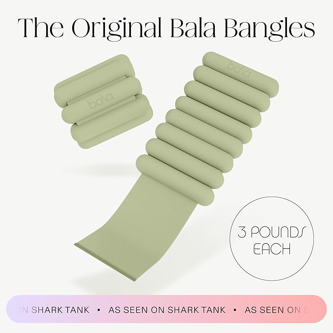 Bala Bangles Wrist & Ankle Weights for Women & Men - Adjustable Weighted Bands - Soft Silicone Arm & Leg Weights for Pilates, Yoga, Walking, Barre, Home Workout & Strength Training Exercise