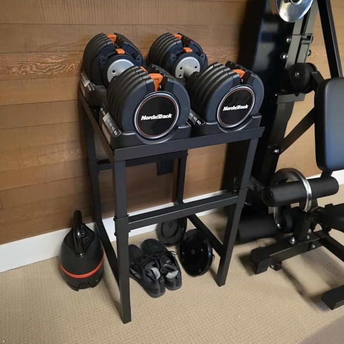 Commercial Heavy Duty Adjustable Dumbbell Stand & Kettlebell Stand, Adjustable Dumbbell Weight Rack, Kettlebell Storage Rack, Weight Rack for Garage/Home Gym/Commercial with Non-Slip Base, Anti-Tip Safety & Space-Saving Design, Weight Capacity 500/600/...