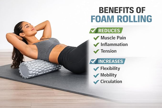 High-Density Foam Roller for Fitness, Stretching, and Mobility Exercises (Black)