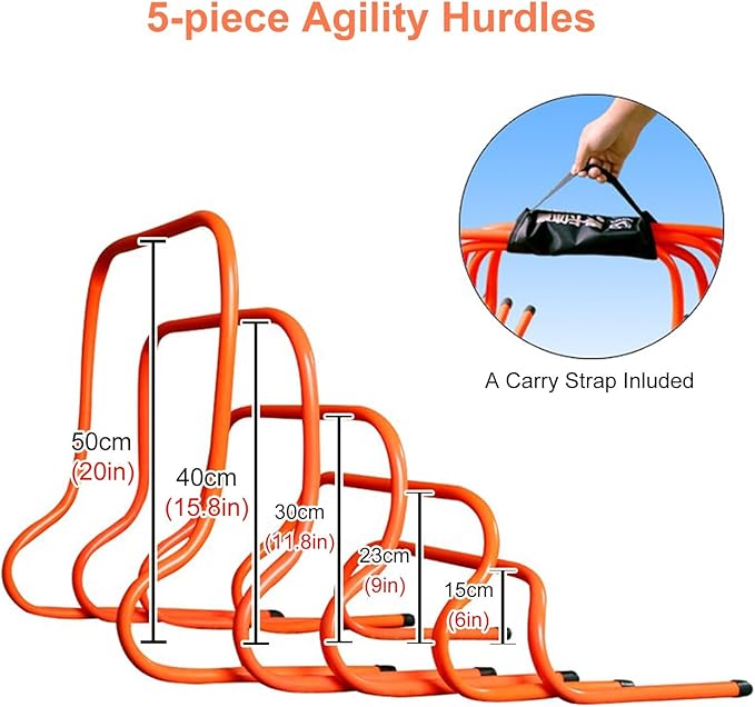 5-Piece Soccer Hurdles Training Equipment for Kids,Compact Storage Portable Agility Speed Hurdles,Lightweight Athletic Hurdles Obstacles Set