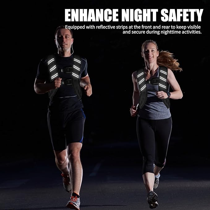 Weighted Vest for Women Men, 6lb/8lb/12lb/16lb/20lb/25lb/30lb Adjustable Weight Vest with Reflective Stripes for Workout, Strength Training, Running, Fitness, Muscle Building, Weight Loss, Rucking Vest With Phone Pouch