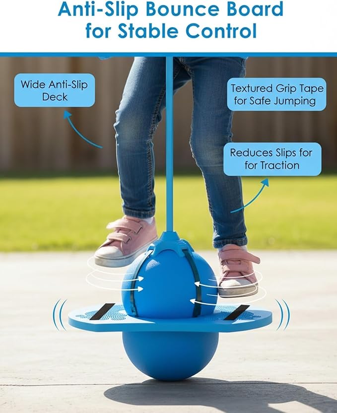 Balance Jumping Ball, 2026 Upgraded Jumping Hopping Ball with Handle and Pump, High Jump Toy Bounce Jump Trick Board for Beginners and Adults