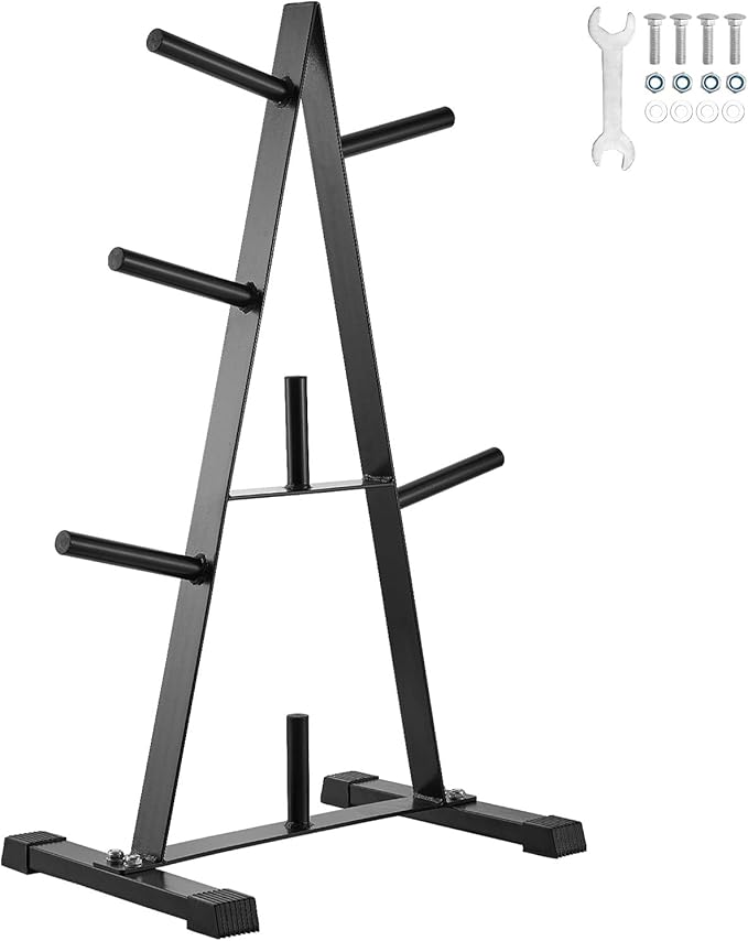 VEVOR Weight Plate Rack, A Frame Weight Plate Tree for 1-Inch Weight Plates, Standard Weight Plate Tree, 500 lbs Load Capacity Weight Storage Holder, Home Gym Barbell Rack Storage Stand, Black