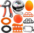 Hand Grip Strengthener Workout Kit (10Pcs) Hands Grip Strength Trainer, Forearm Gripper, Finger Exerciser Stretcher Wrist Ball, Stress Relief Ball for Men and Women, Injury Recovery