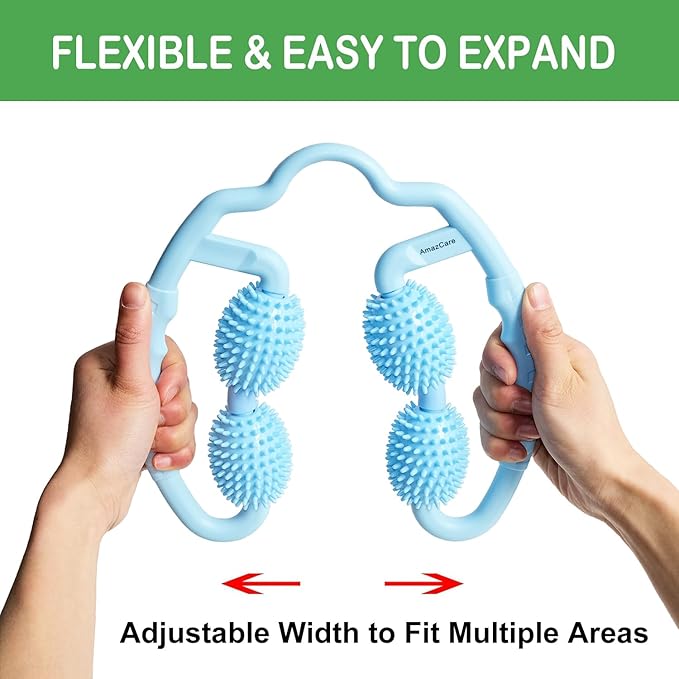 Cellulite Massage Tool Leg Roller. Lymphatic Drainage Massager Muscle Roller with Spiky Balls for Thigh Calf Arm Back Buttock. Fascia Blaster for Circulation Deep Tissue Pain Relief Recovery (Blue)