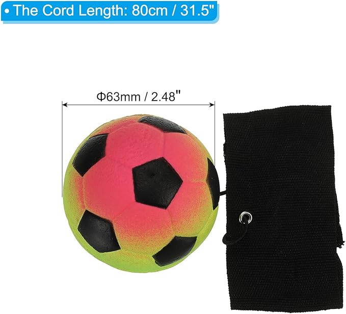 PATIKIL 2.5 Inch Sports Wrist Ball, Soccer Rubber Rebound Wristband Wrist Return Ball Sport on a String for Exercise Play, Mixed Colors