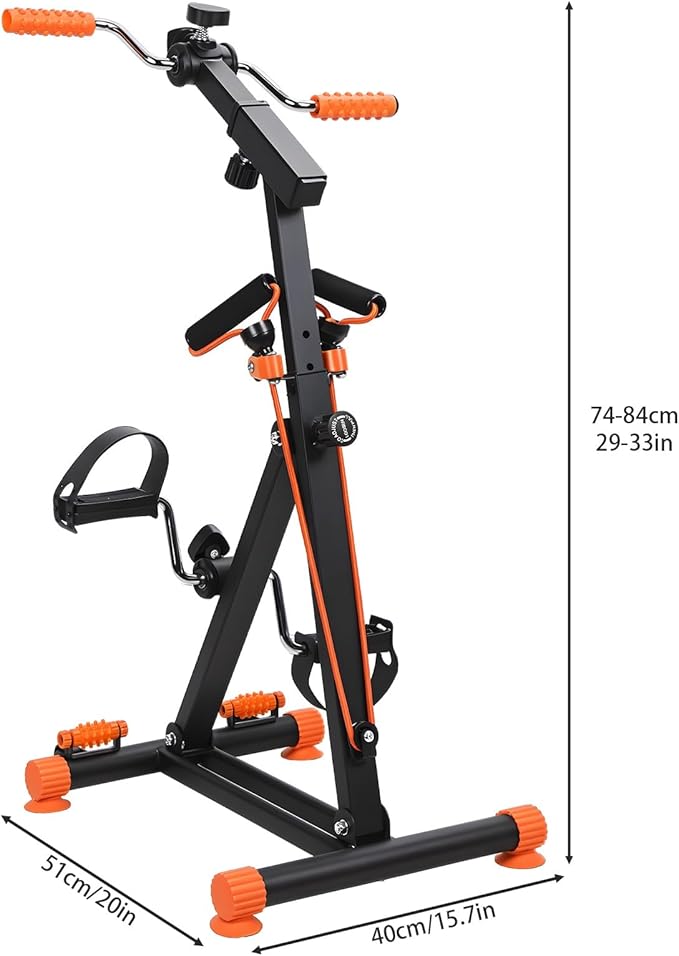 Rehabilitation Trainer Exercise Bike for Seniors, Hand Arm Leg Knee Peddler with Action Roller Handle, Pull Rope Swing Pedal Foot Massage, Adjustable Upper Lower Limb Home Fitness Equipment
