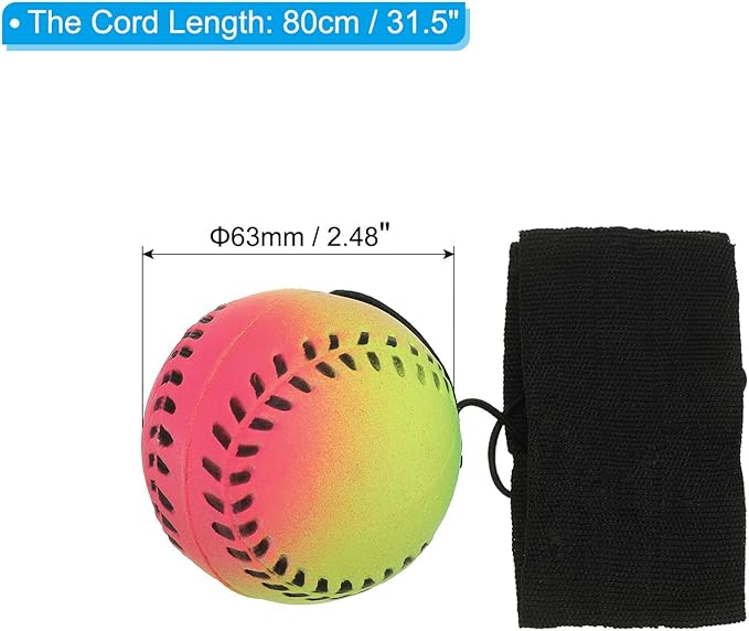PATIKIL 2.5 Inch Sports Wrist Ball, 4Pcs Baseball Rubber Rebound Wristband Wrist Return Ball Sport on A String for Exercise Play, Mixed Colors