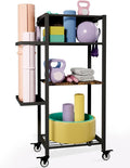 Yoga Mat Storage Rack with Wheels, 3 Tier Home Gym Workout Equipment Organizer for Dumbbells, Kettlebells, Foam Rollers