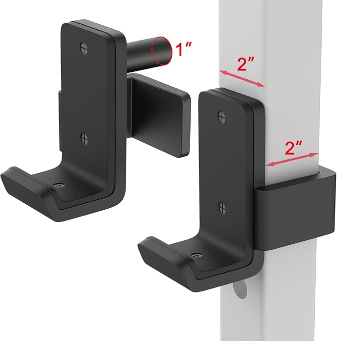 Kipika J-Hooks for 2'x2'and 3'x3' Power Rack - Bottom Reinforced Steel Hooks with Rubber Pad - Set of 2
