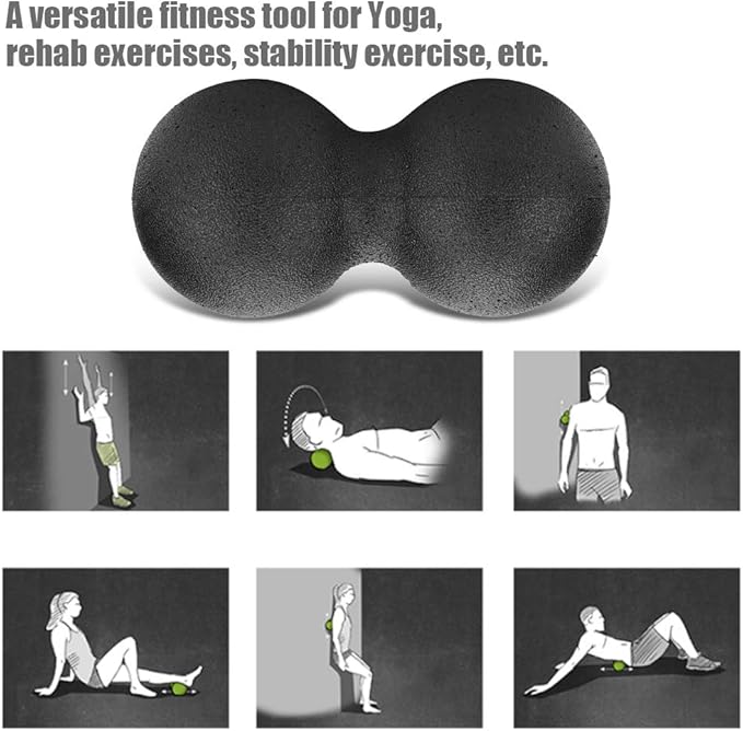 Foam Roller, Deep Tissue Yoga Roller with Massage Ball, Muscle Trigger Point Tool for Stress Relief and Recovery (24x12cm Double Ball)