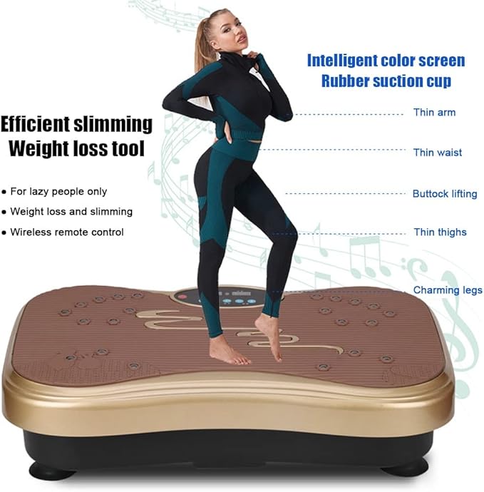 Vibration Platform Exercise Machine, Full Body Fit Vibration Massage for Home Fitness & Weight Loss w/Loop Bands/Remote Control Max Load 330lbs