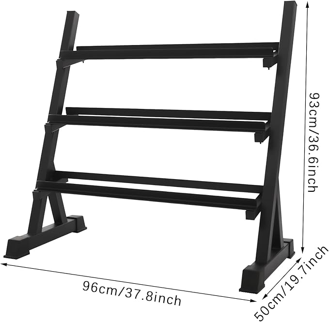 Dumbbell Rack, 3 Tier Weight Storage Rack for Dumbbells Kettlebells, and Weight Plates 500LBS, Workout Dumbbell Storage Rack for Home Gym Fitness