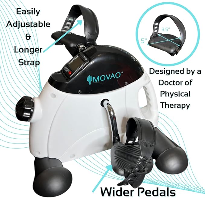 Under Desk Bike Mini Exercise Bike with Upgraded Wide Pedals & Easily Adjustable Strap for Leg Cycling Exercise Portable Bike with LCD Display and Adjustable Tension