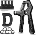 Hand Grip Strengthener - Adjustable Resistance 11-220Lbs Forearm Strength Trainer with Counting, Silicone Grip Ring & Hand Exercise for Quickly Increasing Wrist Forearm and Finger Strength Combo Set