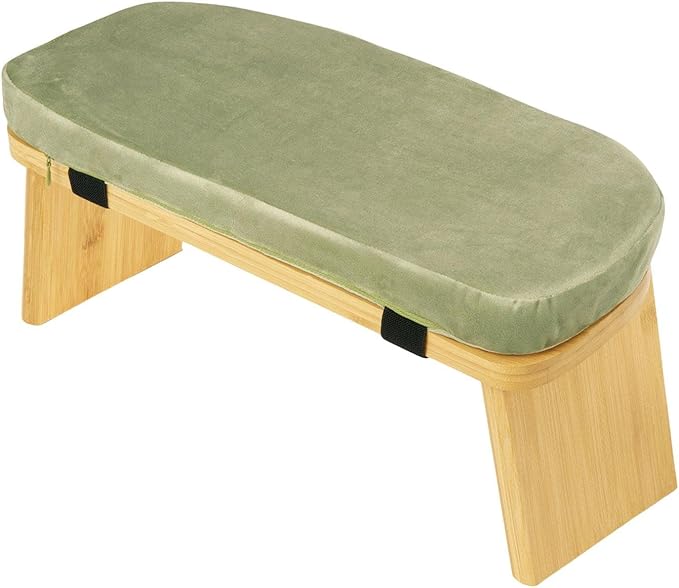 Meditation Bench Kneeling Stool Chair Wooden Prayer Bench Meditation Stool, Green