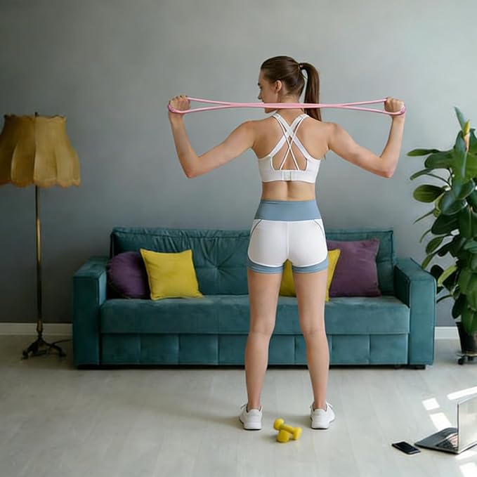 Figure 8 Resistance Band, Figure 8 Resistance Bands for Women Men, Keep Resistance Band Figure for Working Out, Non-Slip Handles, Home Gym, Yoga & Physical Therapy