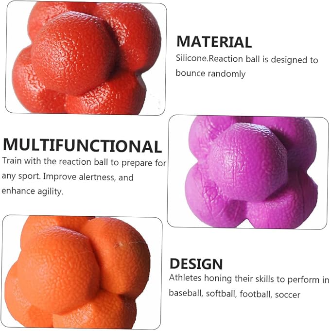 Totority 3pcs Hexagonal Agility Reaction Balls High Training Equipment for Hand Eye Coordination Indoor Drills and Sports Practice Random Color