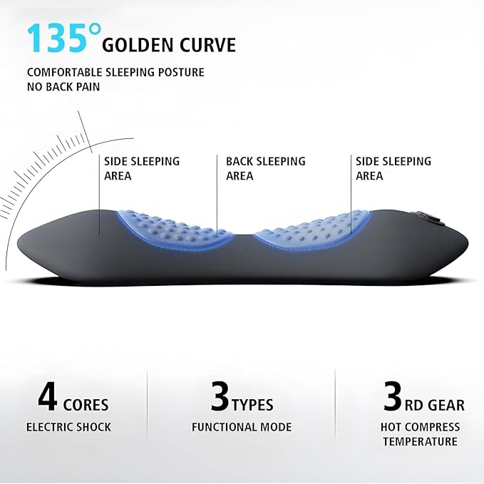 Smooth Triple Fusion Back Massager,3 in 1 Back Massagerr,Electric Lumbar Support Pillow Heat Vibration Massage Lower Back Spine Decompression Device(B)