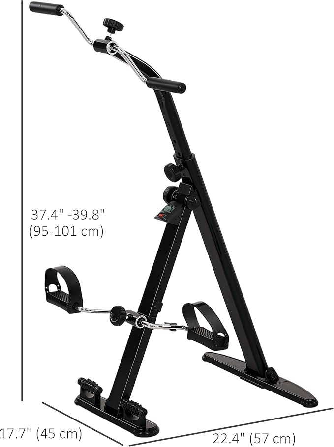 Soozier Pedal Exerciser, Foldable Hand Arm Knee and Leg Exercise Bike, Height-adjustable, with LCD Monitor and Foot Massage Rollers, for Seniors, Elderly, Rehabilitation, Recovery, Therapy
