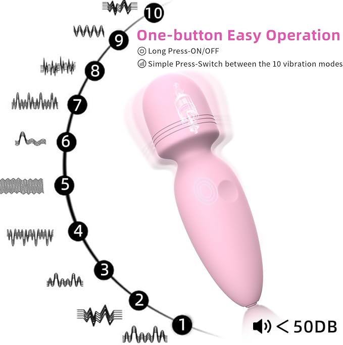 Mini Massager Tools,Small Waterproof Cordless Handheld Massager with 10 Vibration Modes, Personal Handheld Massager for Back(Pink)