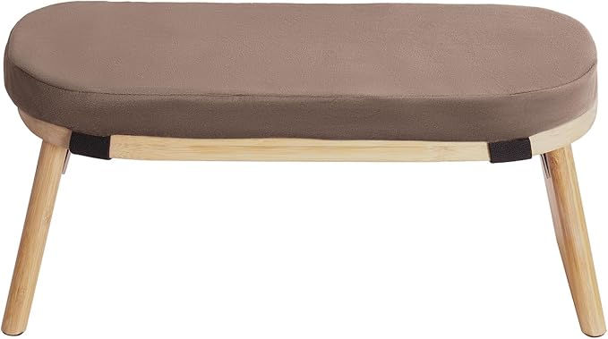 Bamboo Meditation Bench, Foldable & Ergonomic Meditation Stool, Portable Prayer Bench with Cushion, Comfortable Kneeling Chair for Kneeling or Sitting, Coffee