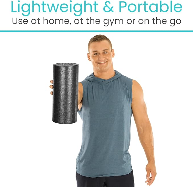 Vive High Density Foam Roller (12 inch) - Large Foam Roller for Exercise, Physical Therapy, Yoga, Pilates, Stretching - Pain Relief Massager for Trigger Point, Deep Muscle Massage, Myofascial Release