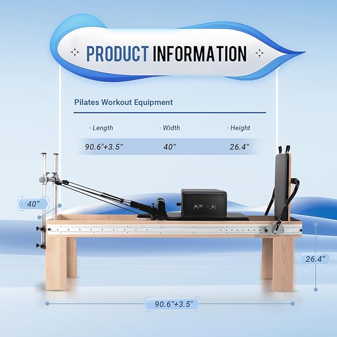 Pilates Reformer,Pilates Reformer Equipment with Reformer Accessories, Reformer Box, Padded Jump Board, Reformer Pilates Machine for Home Workouts