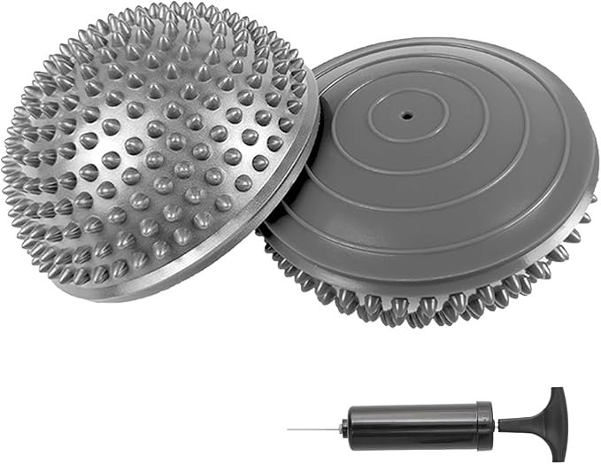 2 Pcs Hedgehog Balance Pods for Kids & Adults, Half Dome Pilates Ball Trainer with Hand Pump, Spiky Sensory Stepping Stones for Stability Training, Yoga, Gymnastics, Foot Massage & Motor Skills Development