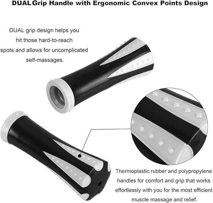 YANSYI Professional Muscle Recovery Roller - 9-Roller Deep Tissue Massage Stick for Post-Workout Soreness, Leg & Back Pain Relief - Portable Physio Tool for Athletes. (White)