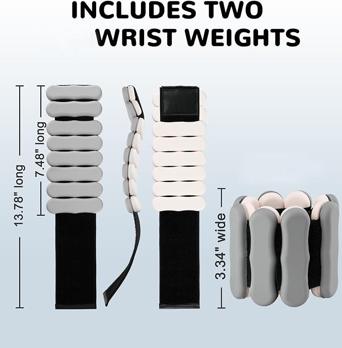 Wrist Ankle Weights for Women Men, Leg Arm Wrist Weights Bangles 1lb*2 2lb*2 Wearable Weights Pilates Weighted Bracelet for Strength Training Walking Swimming Yoga Physical Therapy