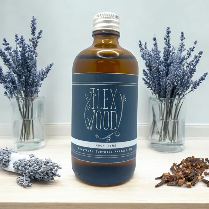 The Ilex Wood - Moontime - Vegan Natural Menstrual Spa Massage Oil, Handmade 3.38 fl oz (100ml)