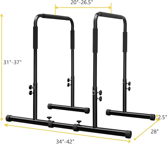 Dip Bars L-Sits Parallel Bars Adjustable Strength Training Fitness Dip Stand for Home Gym, Functional Full Body Exercise for Tricep Dips