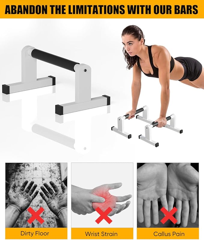 Push Up Bars | Heavey Duty Parallettes Dip Bar with Non-slip Grips for Calisthenics Planche L Sit Handstand Fitness Floor Workout, Pushup Station Handles Stand for Gym Strength Training