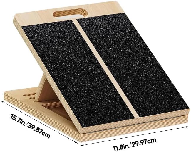Saker 6-Angle Slant Board & Balance Board, Slant Boards for Exercise, Adjustable 40° Incline & Balance Board - 6-Angle Non-Slip Wooden Trainer for Squats, Calf Stretch, Stability Workouts
